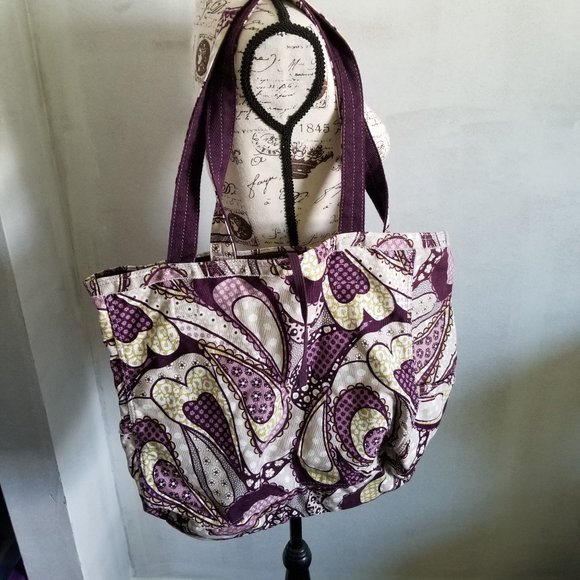 👜 EUC Thirty-One Retro Metro, Purple Hearts 👜 - Picture 1 of 8